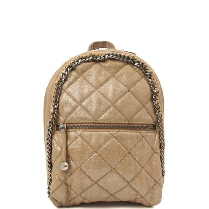 Stella McCartney Backpack Falabella Go Backpack in Metallic, Vegan Leather — Front View