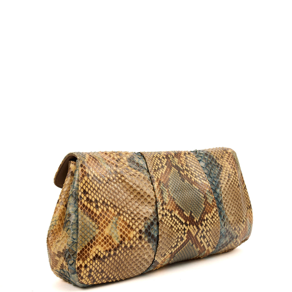 Anya Hindmarch Clutch Clutch in Neutral, Python Leather — Back View