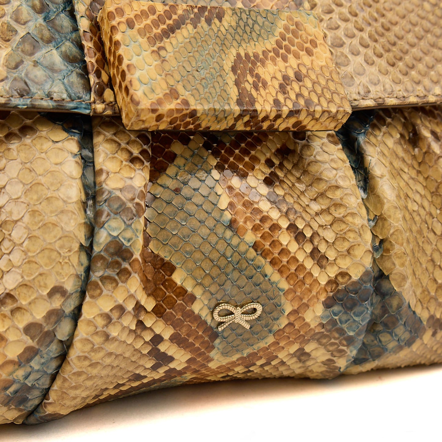 Anya Hindmarch Clutch Clutch in Neutral, Python Leather — Side View