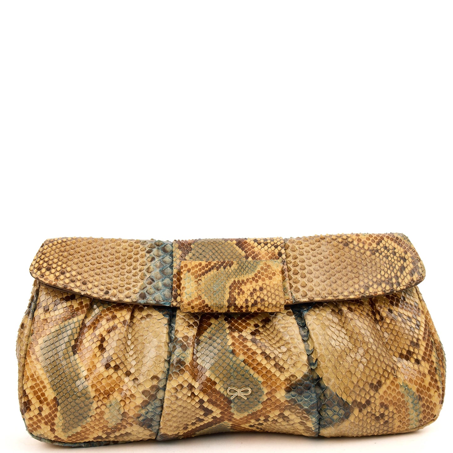 Anya Hindmarch Clutch Clutch in Neutral, Python Leather — Front View