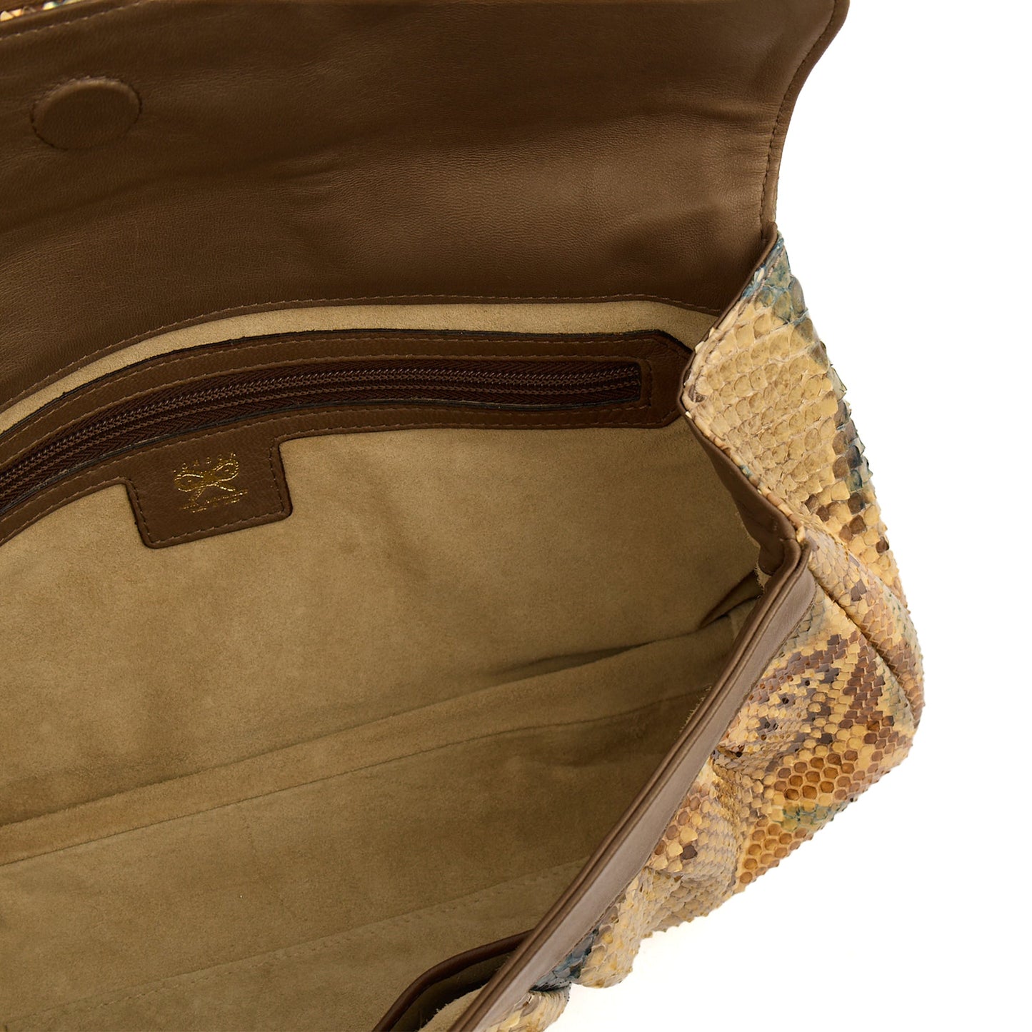 Anya Hindmarch Clutch Clutch in Neutral, Python Leather — Lifestyle View