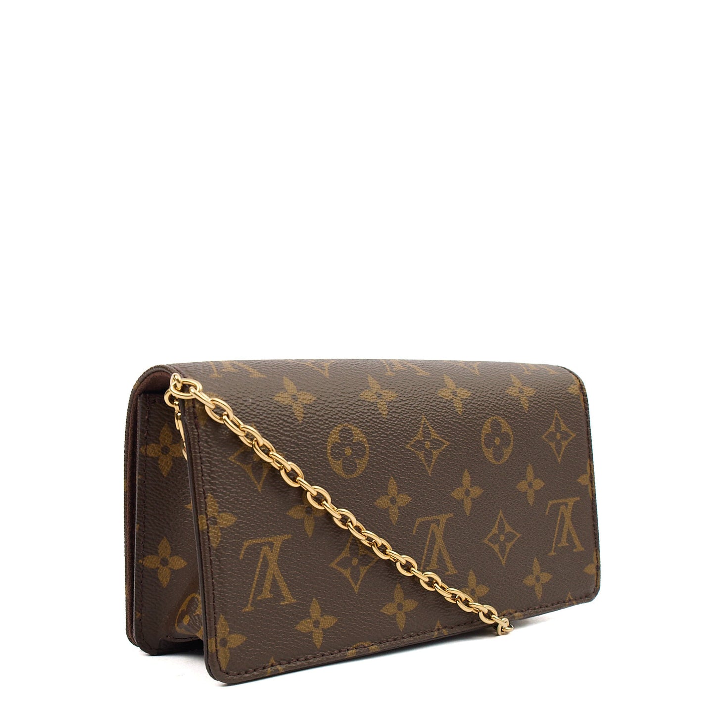 Louis Vuitton Cross Body Lily Wallet on Chain in Monogram, Canvas — Back View