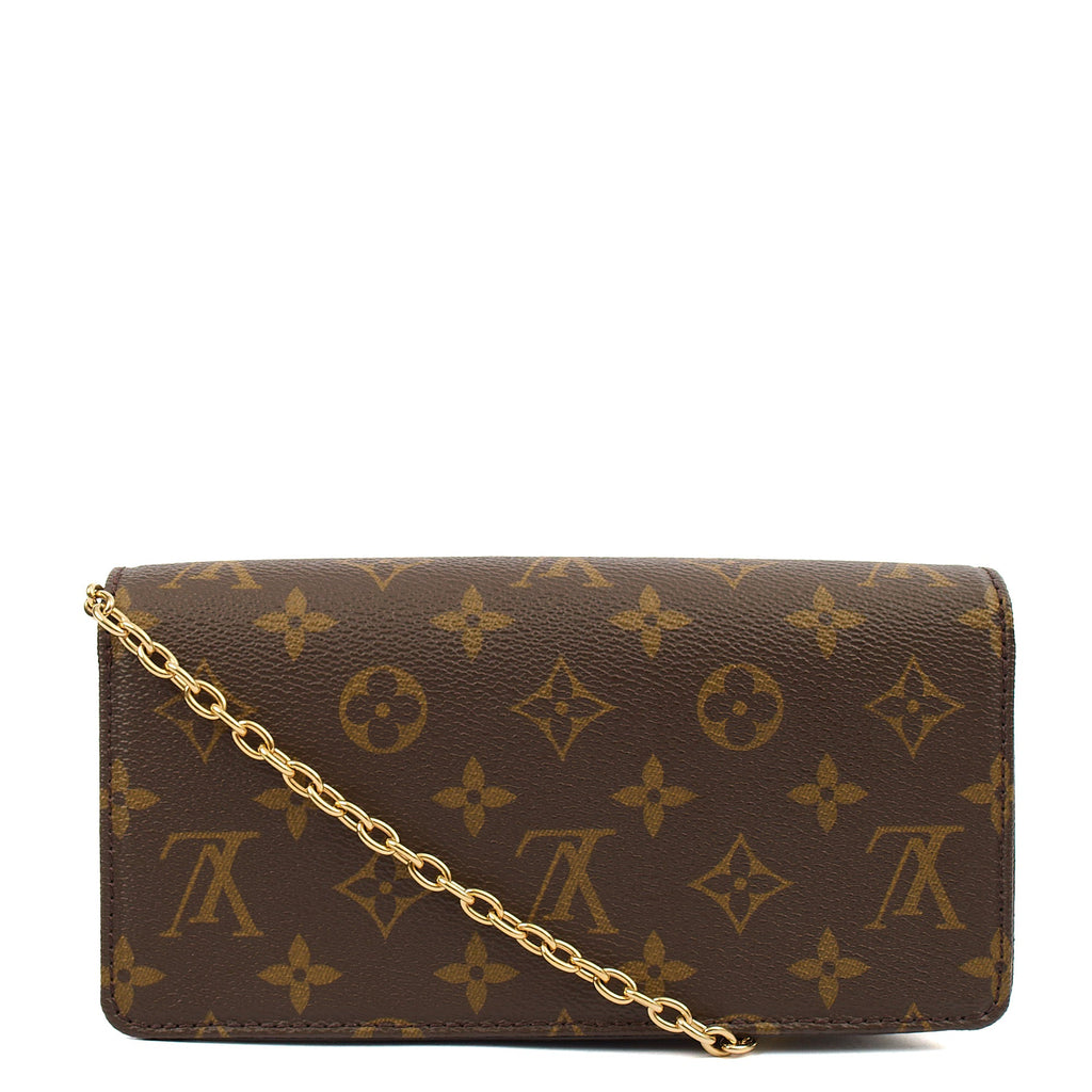 Louis Vuitton Cross Body Lily Wallet on Chain in Monogram, Canvas — Top View