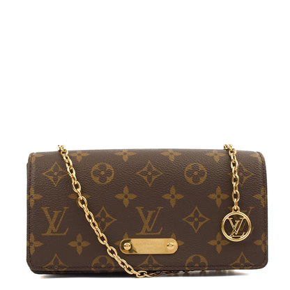 Louis Vuitton Cross Body Lily Wallet on Chain in Monogram, Canvas — Front View