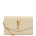 Saint Laurent Cross Body Uptown Chain Wallet in Neutral, Leather — Front View