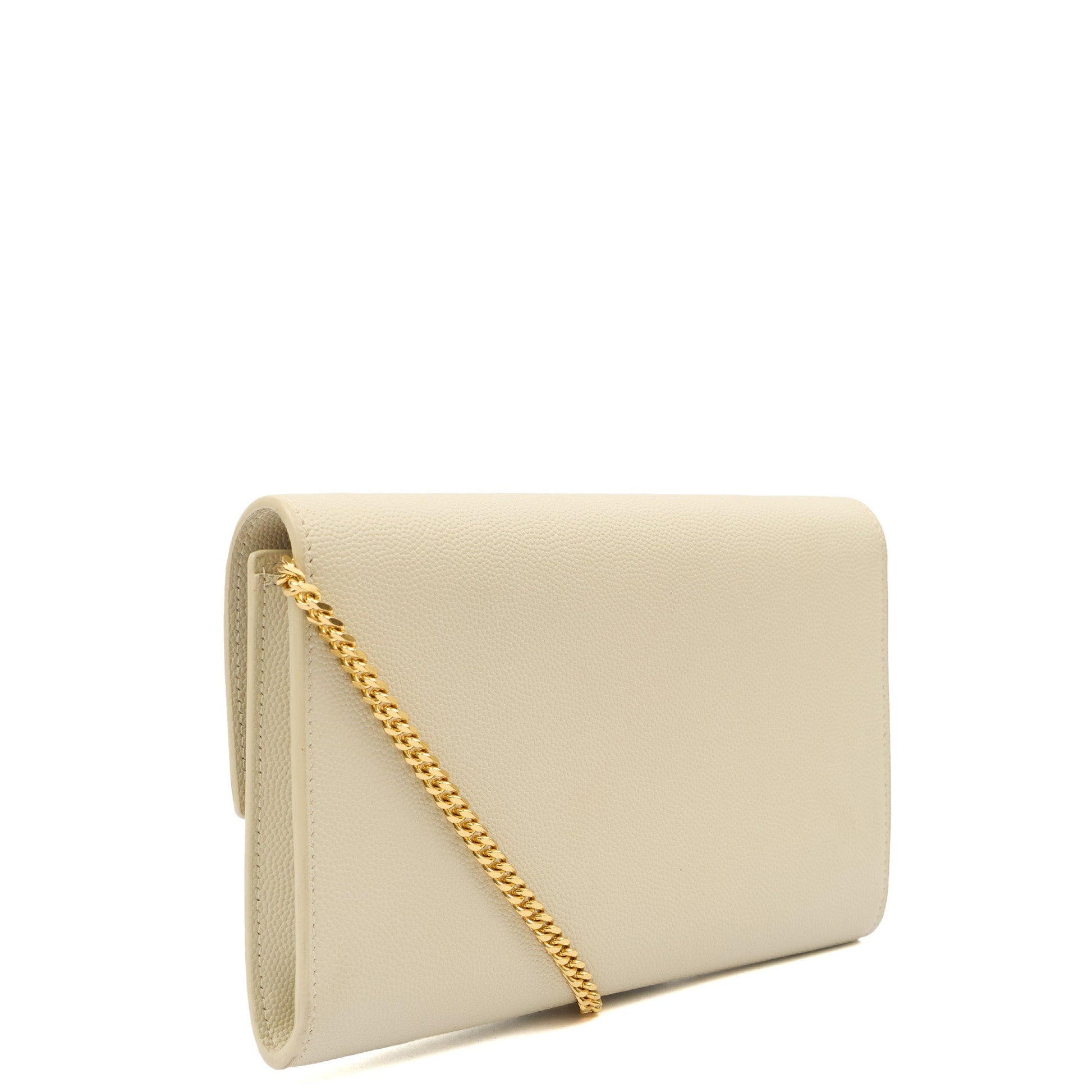 Saint Laurent Cross Body Uptown Chain Wallet in Neutral, Leather — Back View