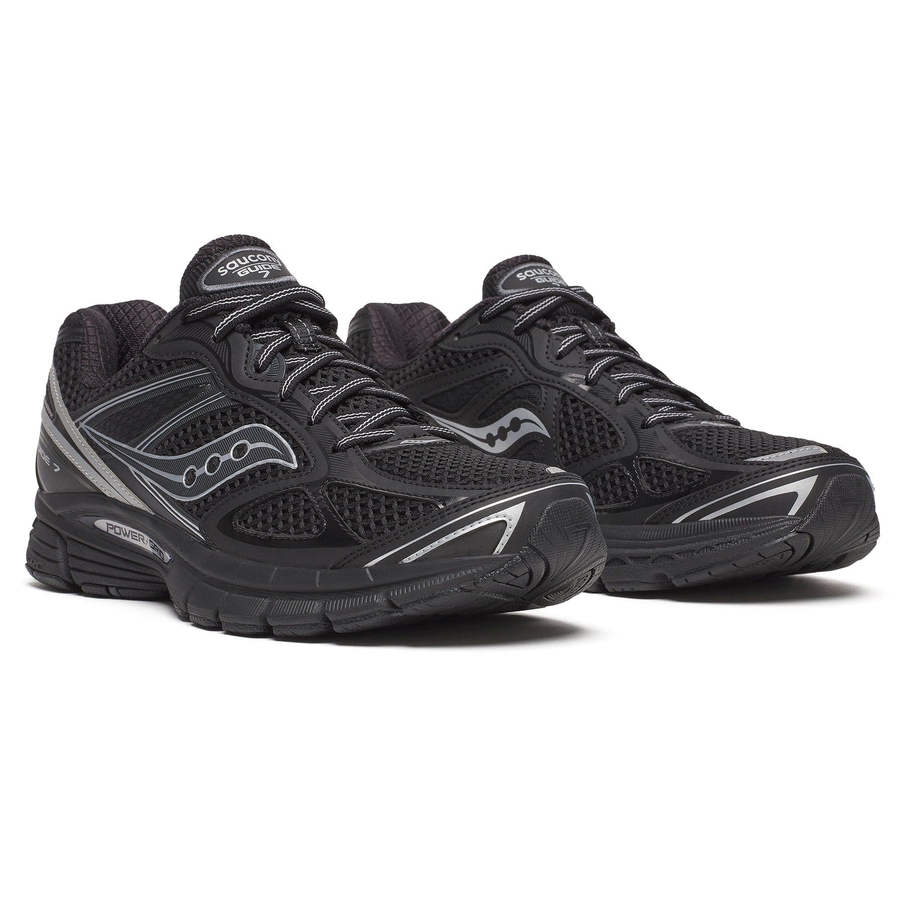 Saucony ProGrid Guide 7 'Black Silver' — UK 1 — Back View
