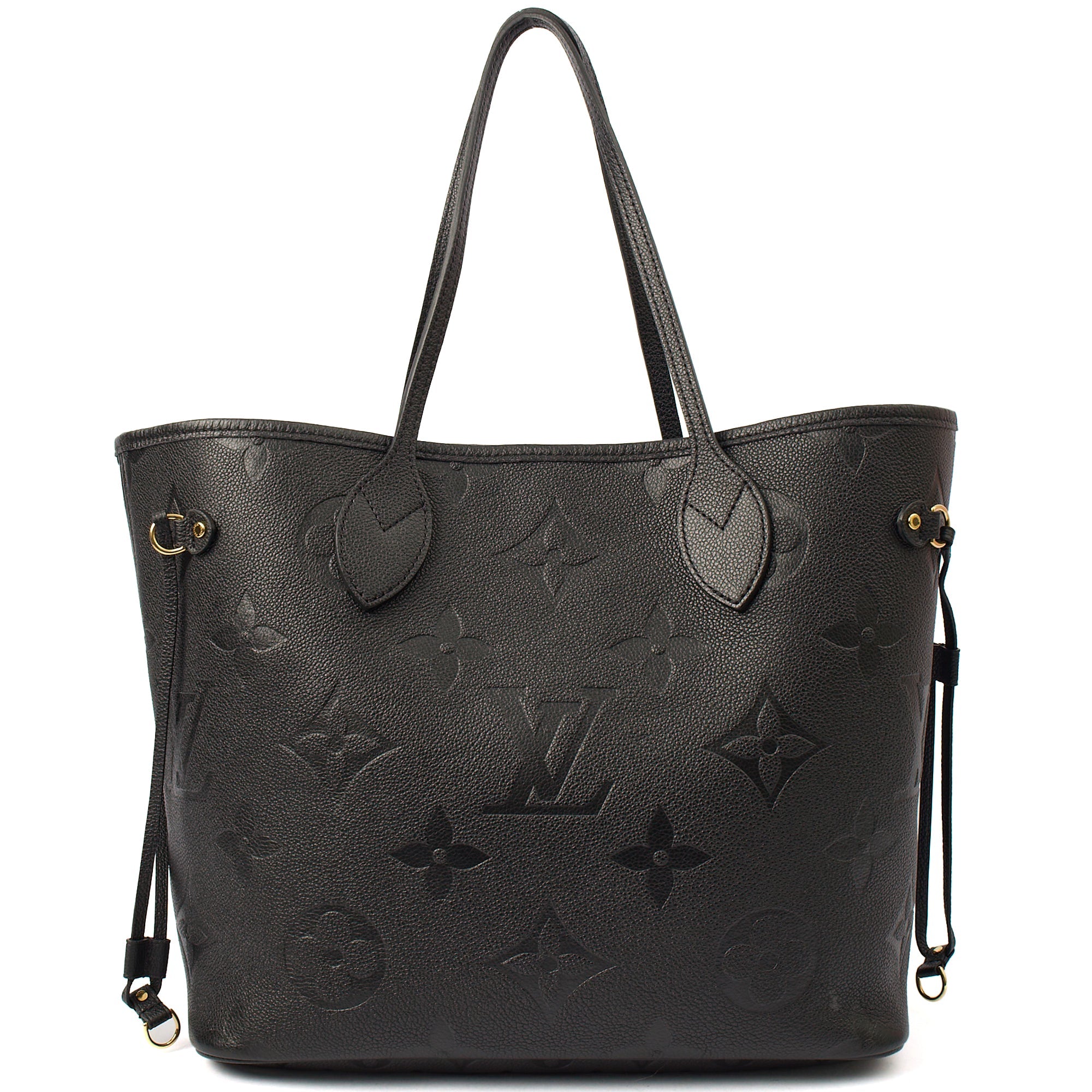 Louis Vuitton Tote Neverfull MM in Black, Empreinte Leather — Top View