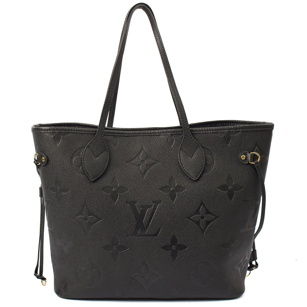 Louis Vuitton Tote Neverfull MM in Black, Empreinte Leather — Front View