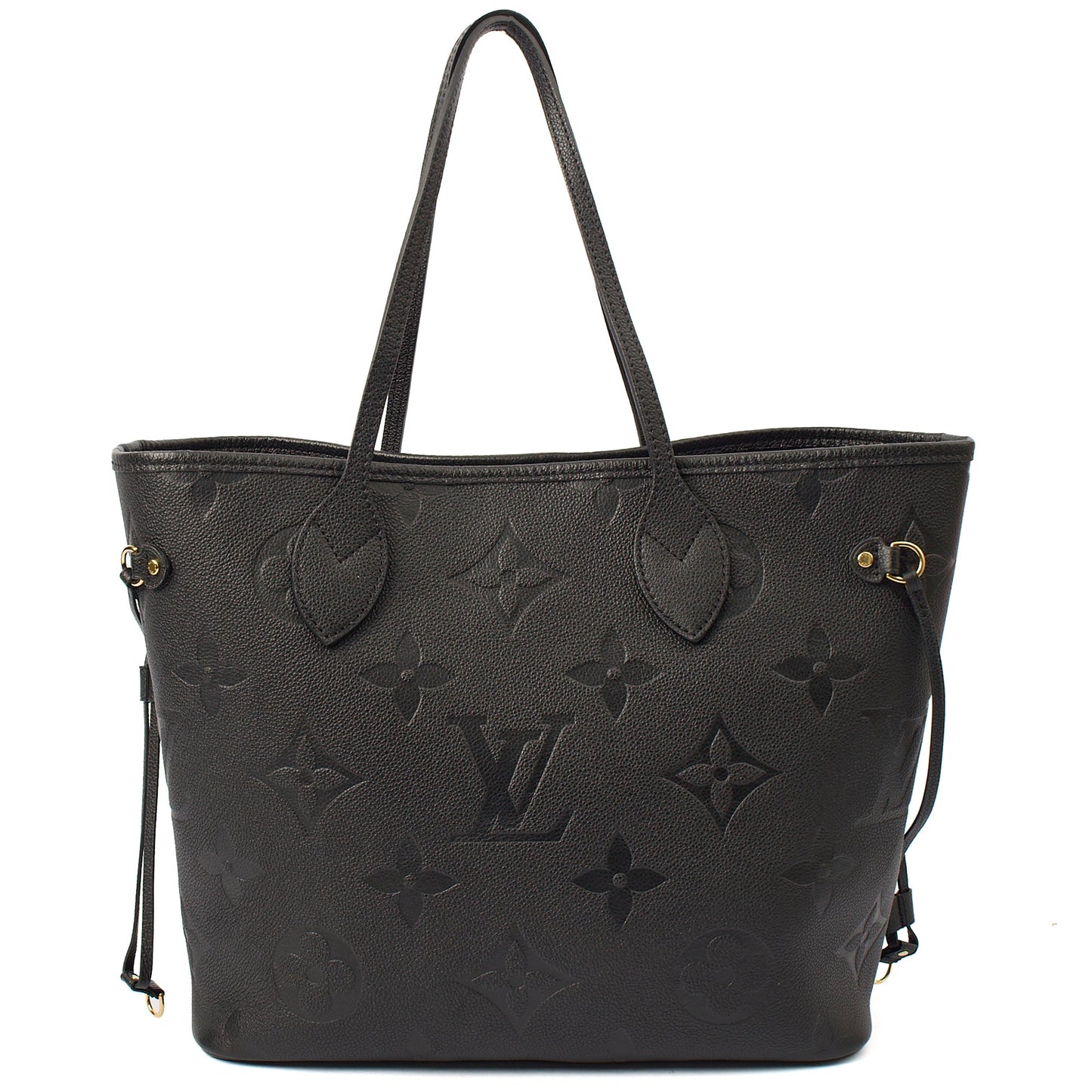 Louis Vuitton Tote Neverfull MM in Black, Empreinte Leather — Front View