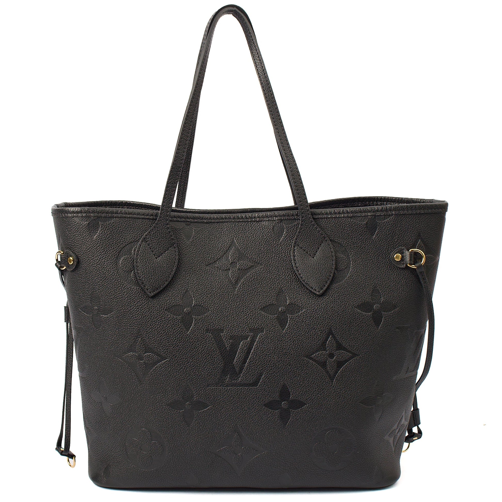 Louis Vuitton Tote Neverfull MM in Black, Empreinte Leather — Front View