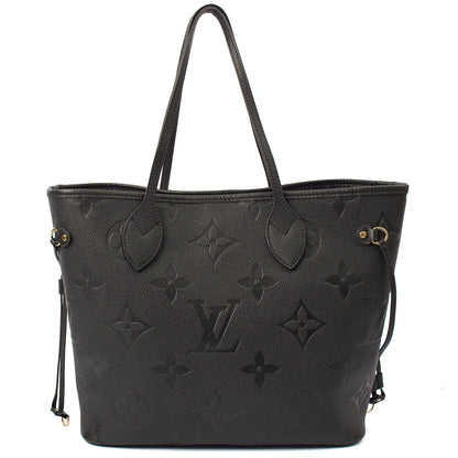Louis Vuitton Tote Neverfull MM in Black, Empreinte Leather — Front View
