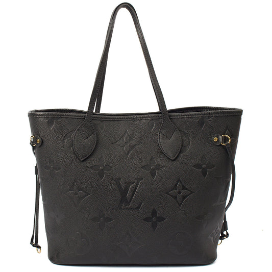 Louis Vuitton Tote Neverfull MM in Black, Empreinte Leather — Front View