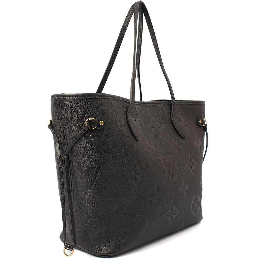 Louis Vuitton Tote Neverfull MM in Black, Empreinte Leather — Back View