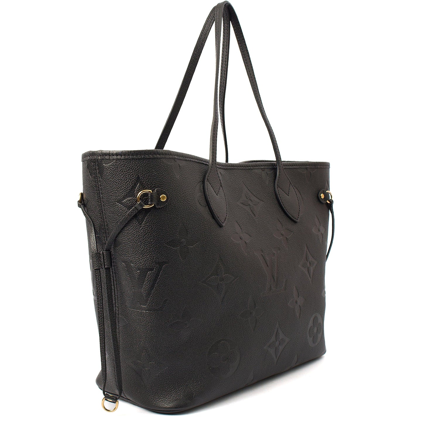 Louis Vuitton Tote Neverfull MM in Black, Empreinte Leather — Back View