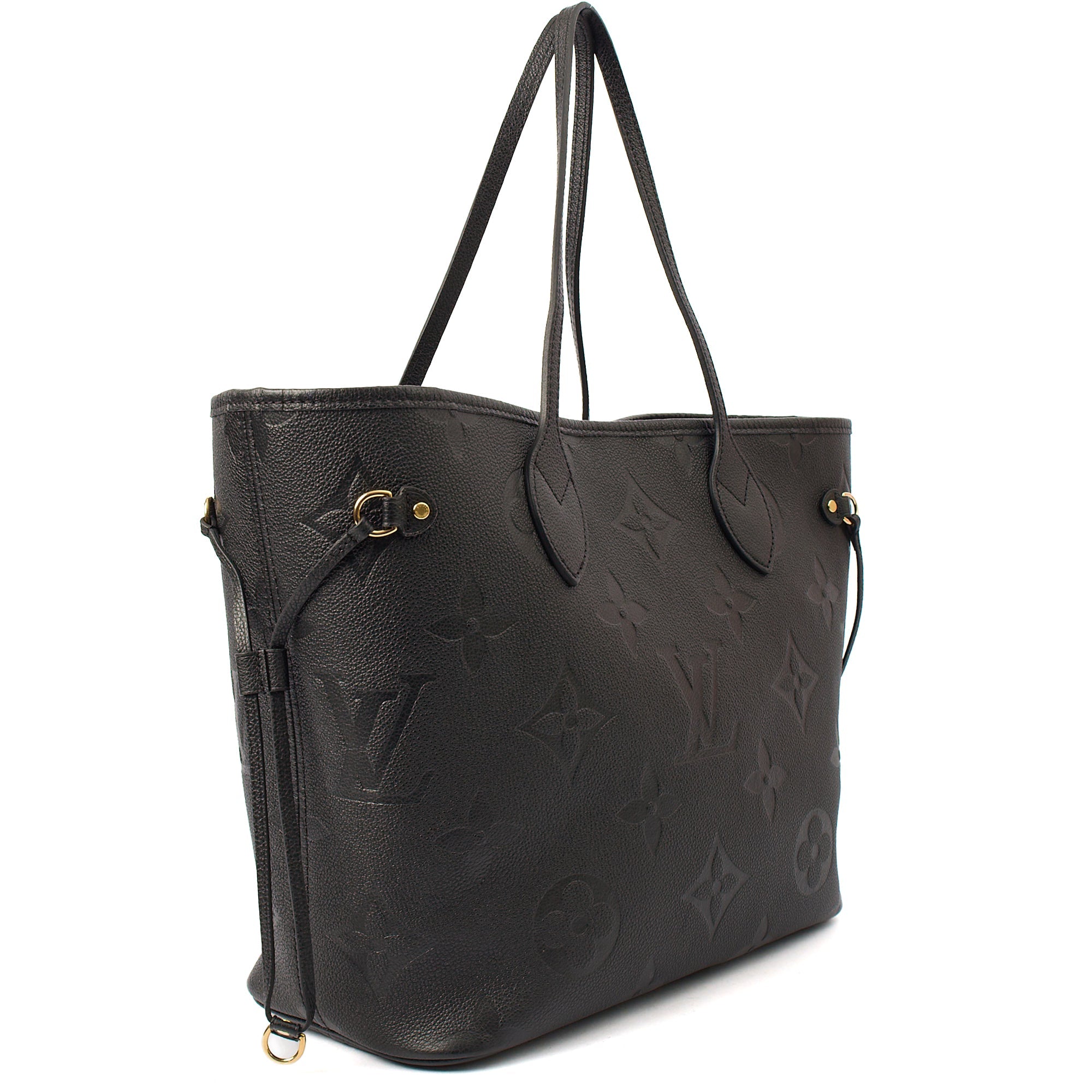 Louis Vuitton Tote Neverfull MM in Black, Empreinte Leather — Back View