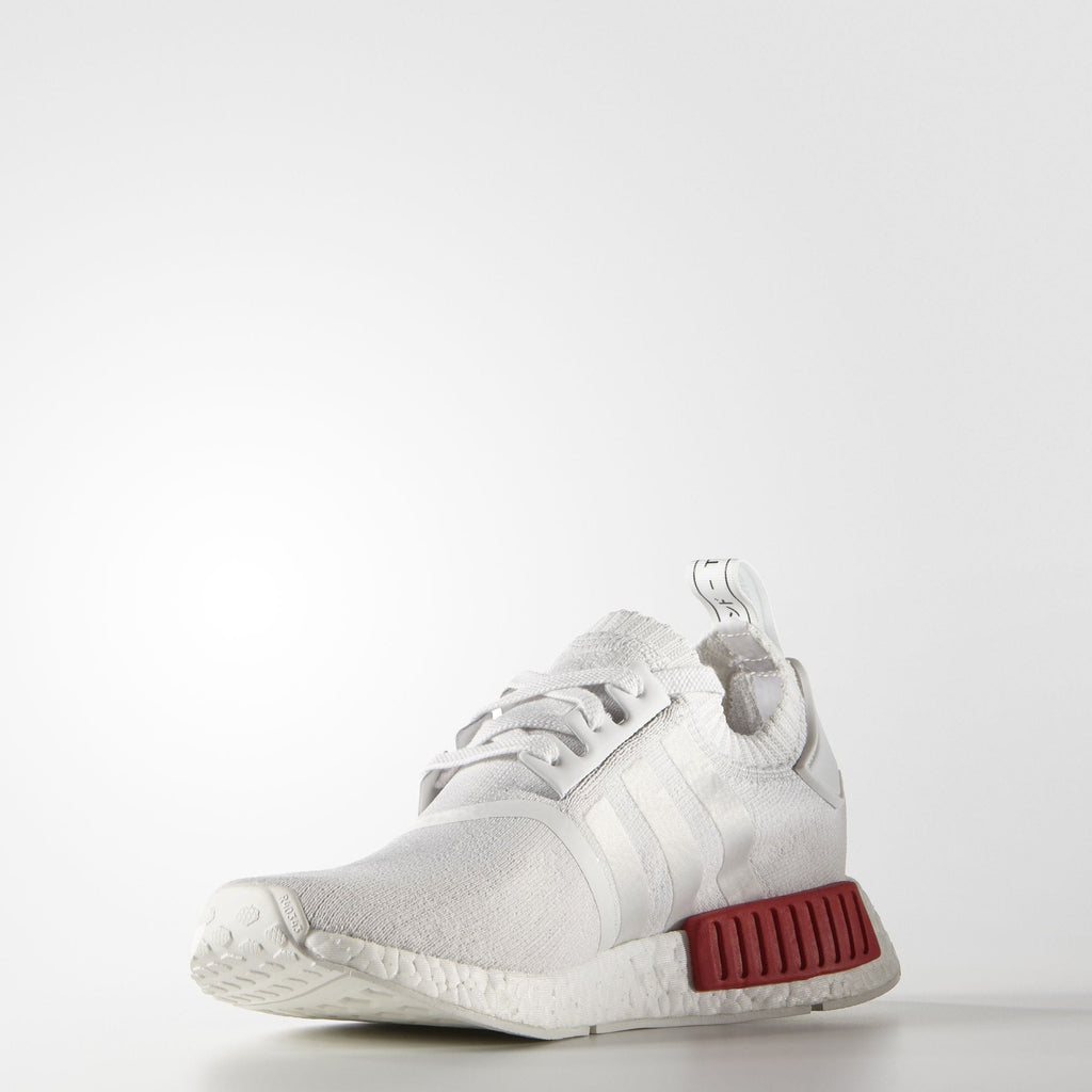 Adidas NMD_R1 Primeknit Vintage White-Lush Red — UK 3.5 | EU 36 | US 4 — Detail View