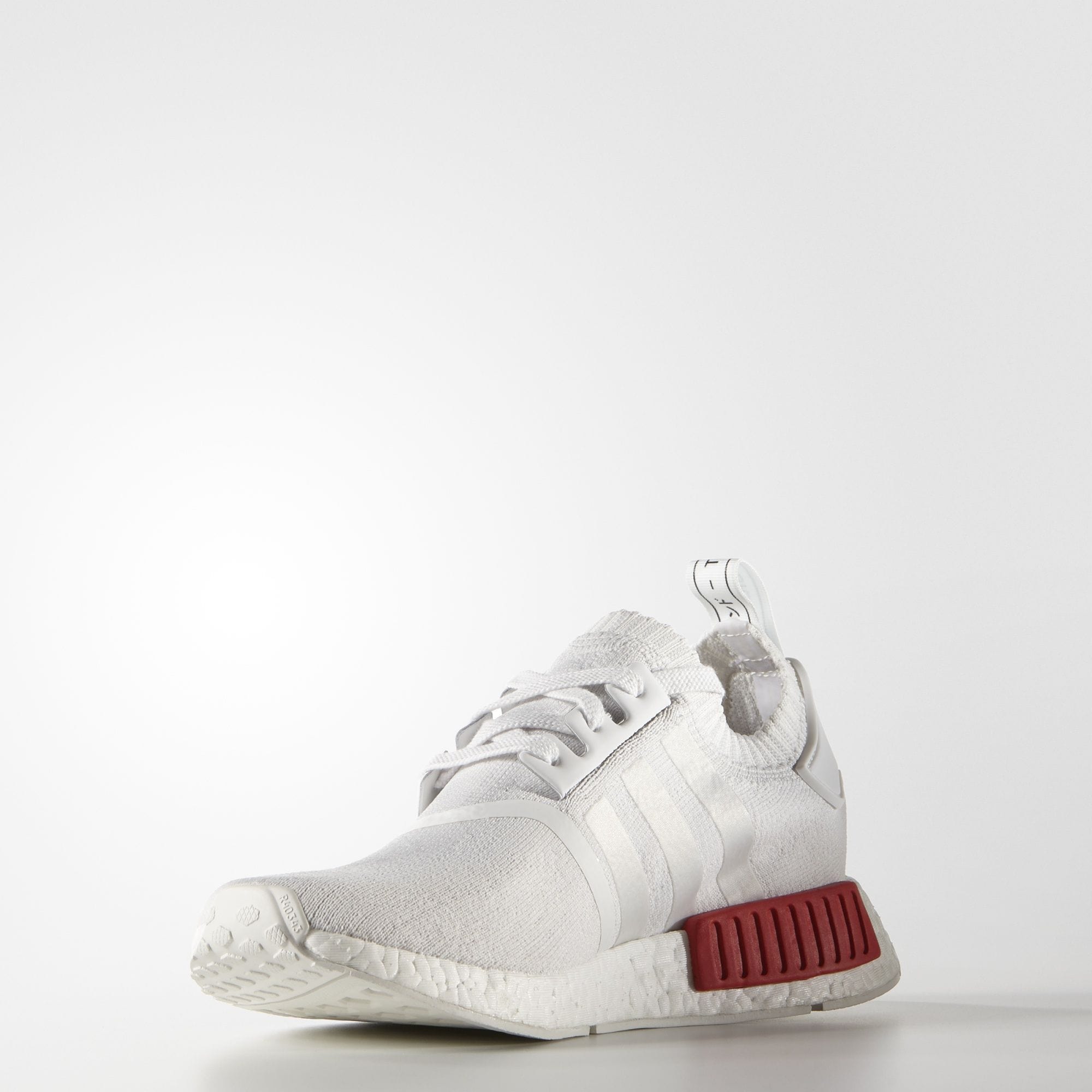 Adidas NMD_R1 Primeknit Vintage White-Lush Red — UK 3.5 | EU 36 | US 4 — Detail View