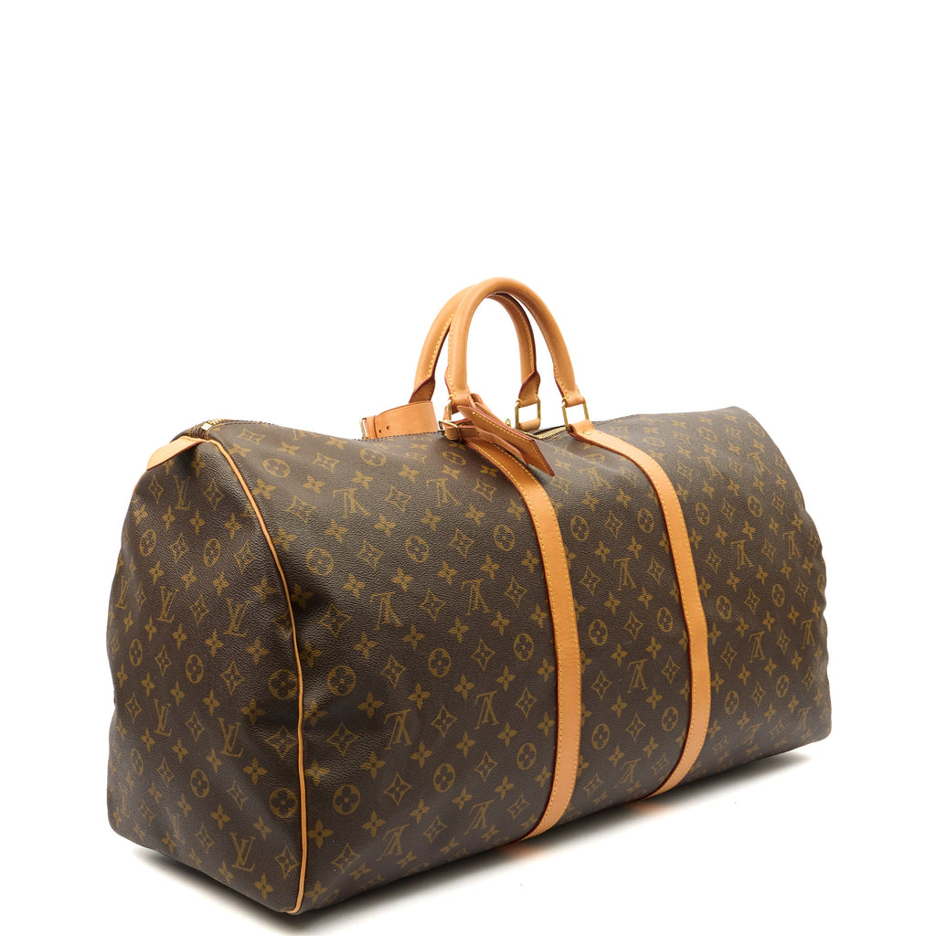Louis Vuitton Soft Sided Keepall 55 in Monogram, Canvas — Side View