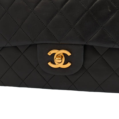 Chanel Shoulder Bag Classic Double Flap - Medium in Black, Lambskin Leather — Side View