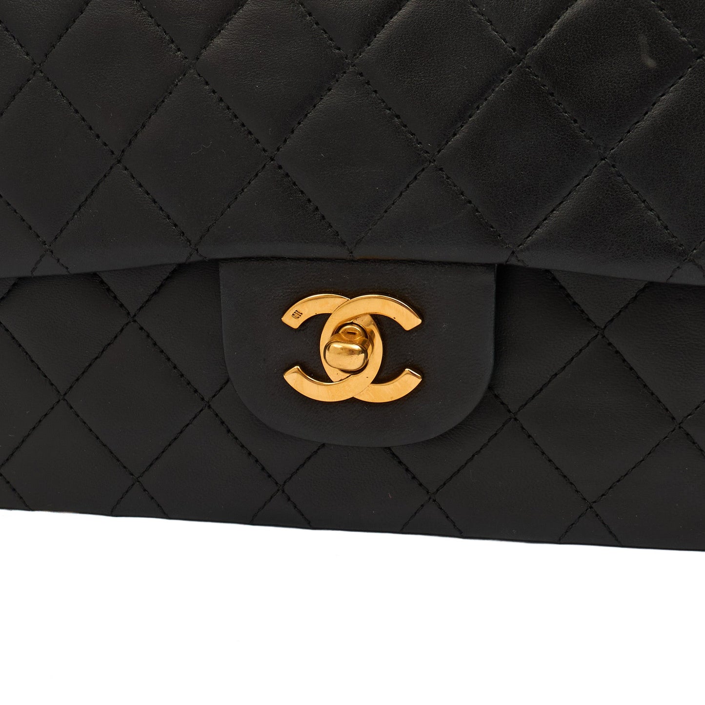 Chanel Shoulder Bag Classic Double Flap - Medium in Black, Lambskin Leather — Alternate View 11