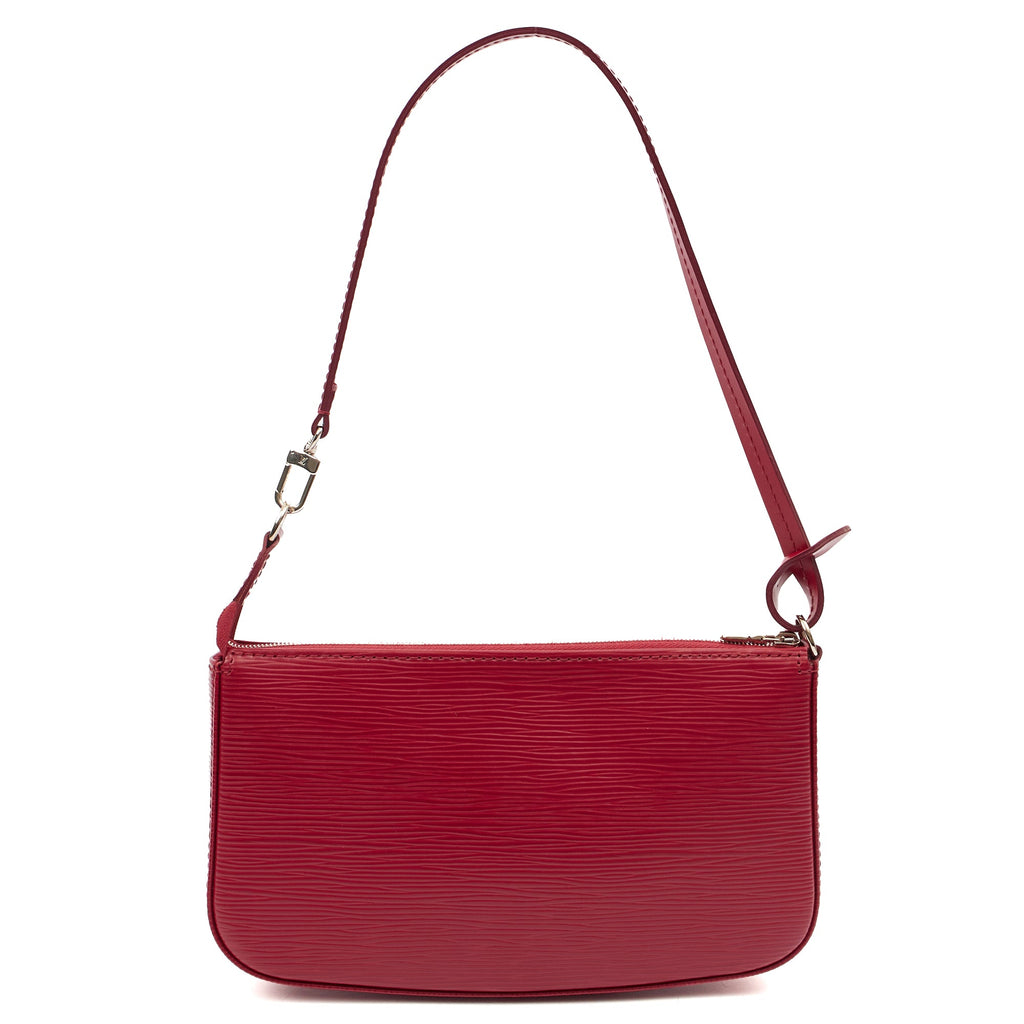 Louis Vuitton Mini Bag Pochette in Red, Epi Leather — Back View