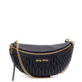 Miu Miu Cross Body Belt Bag in Black, Leather — Front View