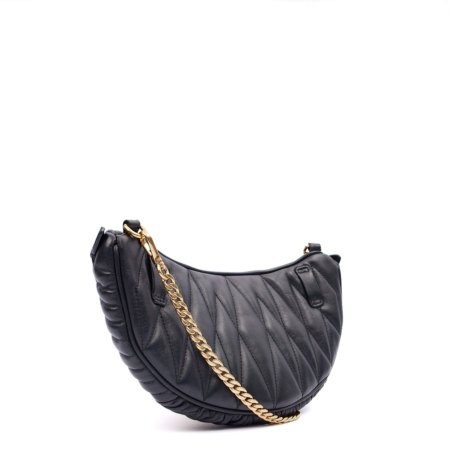 Miu Miu Cross Body Belt Bag in Black, Leather — Side View