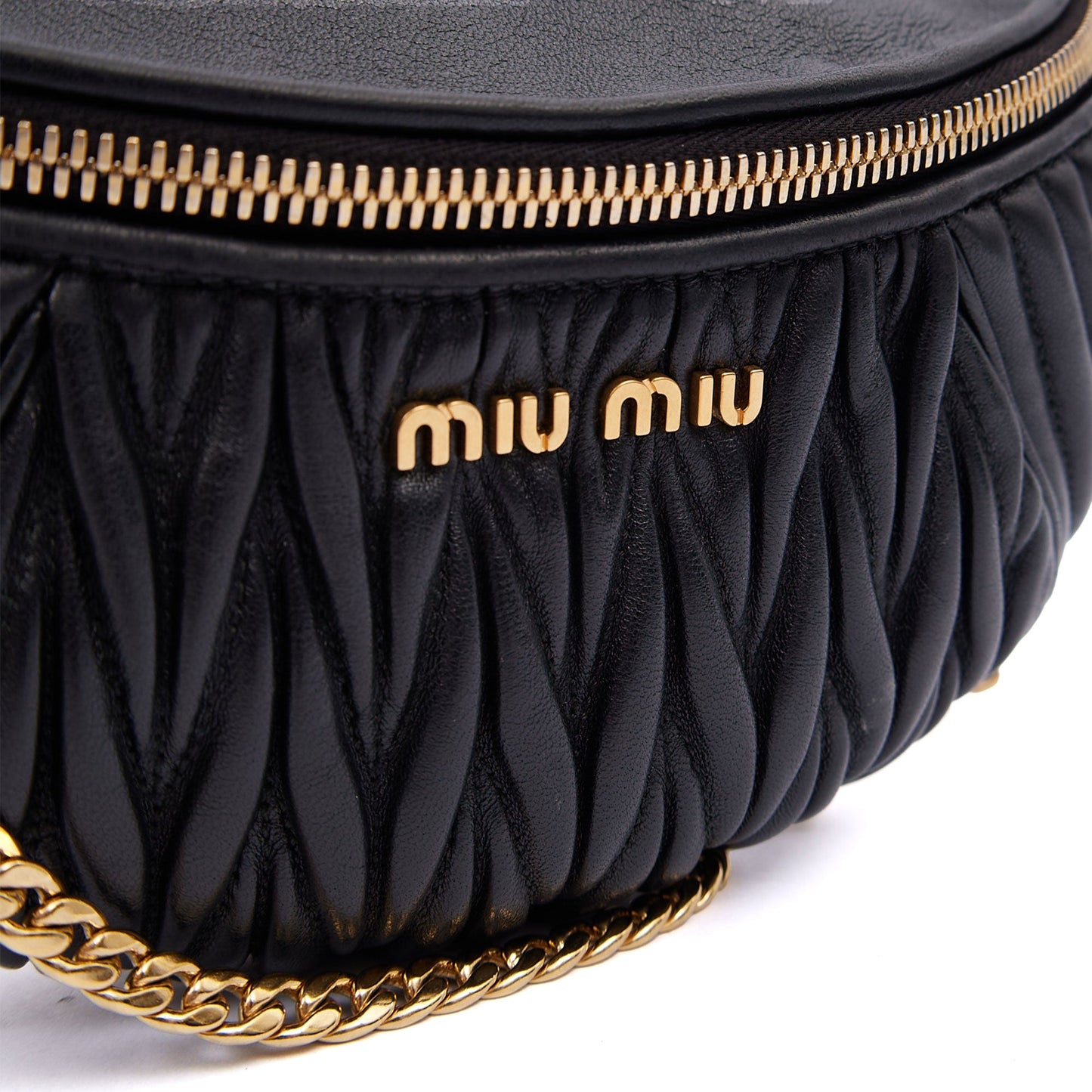 Miu Miu Cross Body Belt Bag in Black, Leather — Lifestyle View