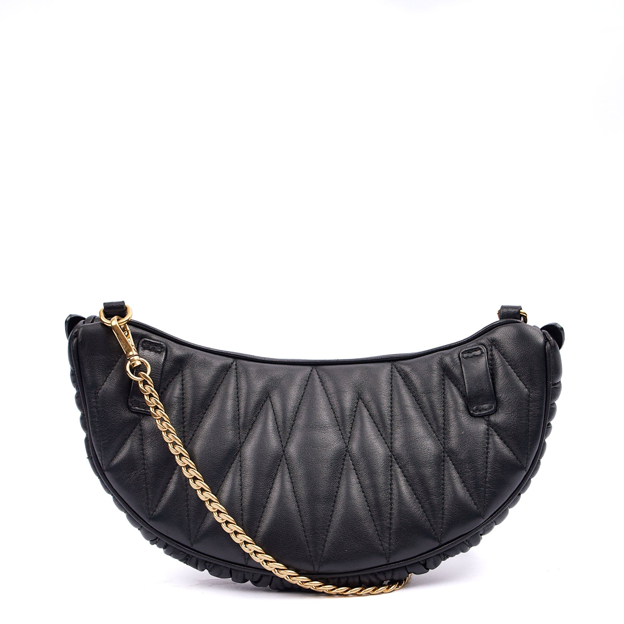 Miu Miu Cross Body Belt Bag in Black, Leather — Back View