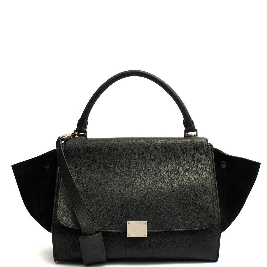 Celine Tote Trapeze - Small in Black, Box Calfskin — Front View