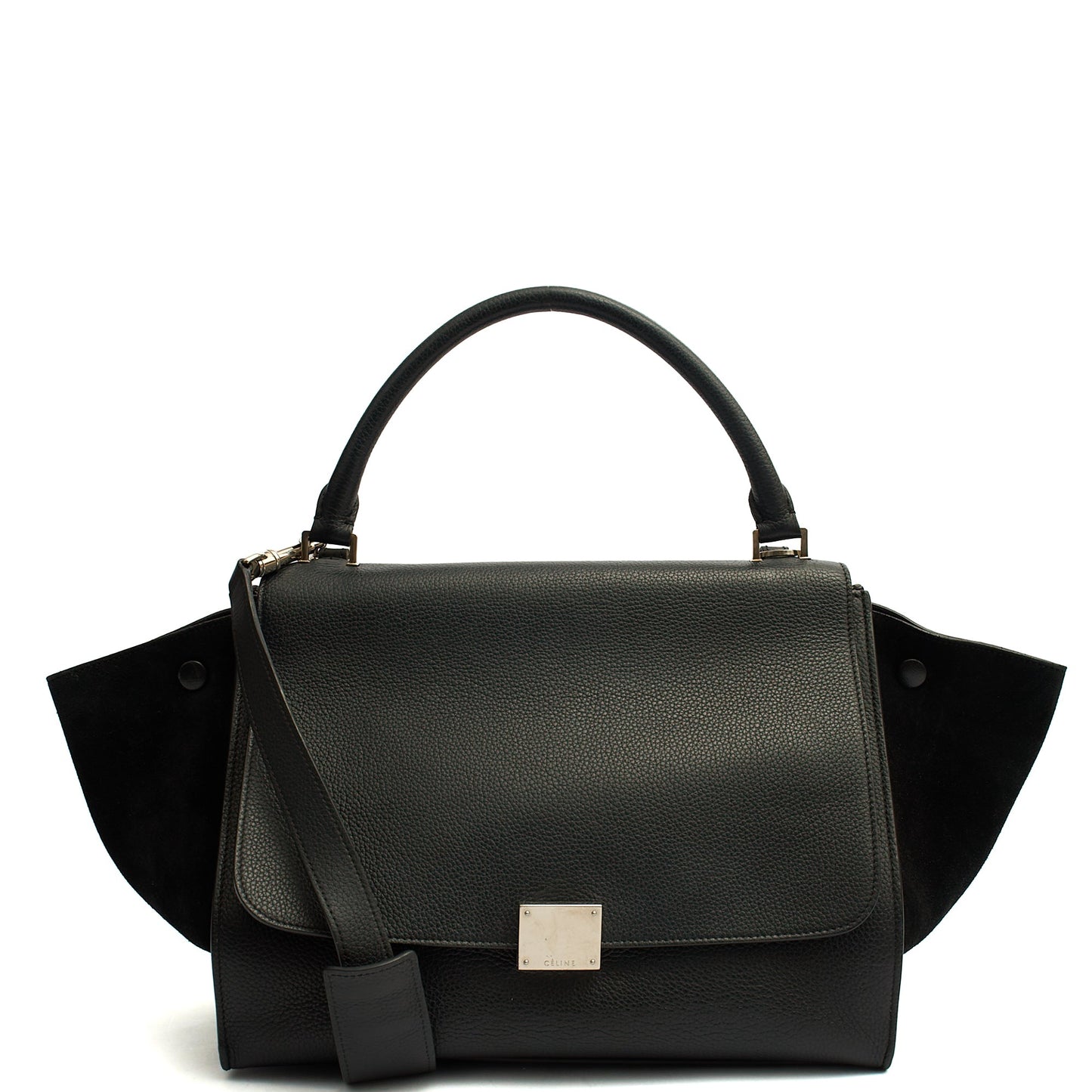 Celine Tote Trapeze - Small in Black, Box Calfskin — Front View