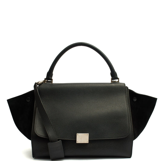 Celine Tote Trapeze - Small in Black, Box Calfskin — Front View