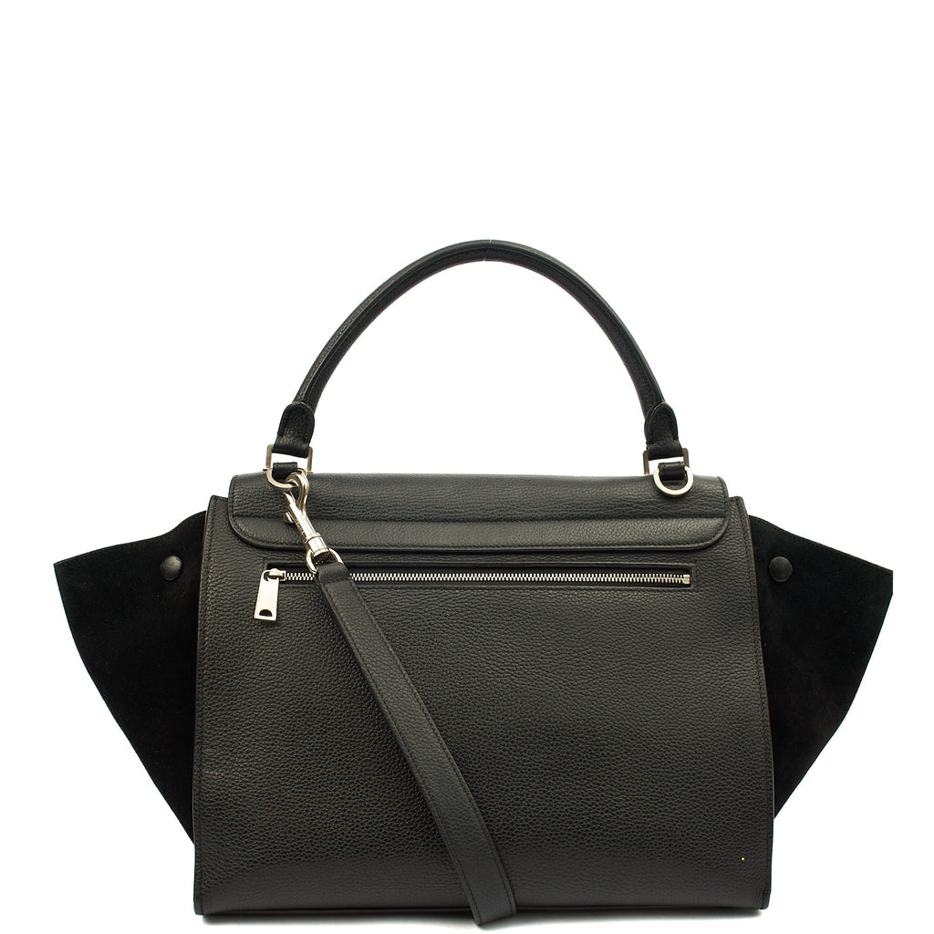 Celine Tote Trapeze - Small in Black, Box Calfskin — Back View