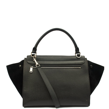 Celine Tote Trapeze - Small in Black, Box Calfskin — Back View