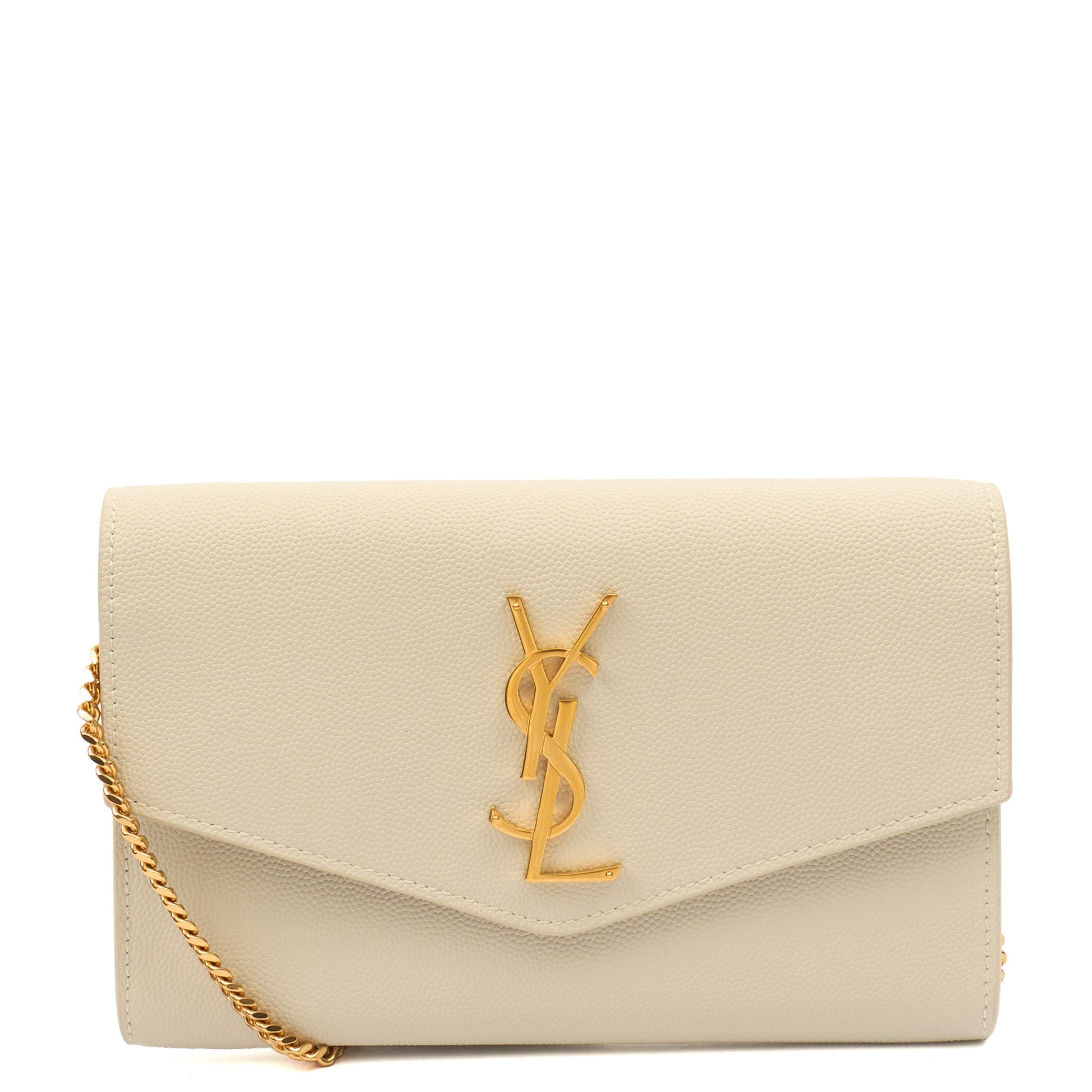 Saint Laurent Cross Body Envelope Chain Wallet in Cream, Leather — Alternate View 9