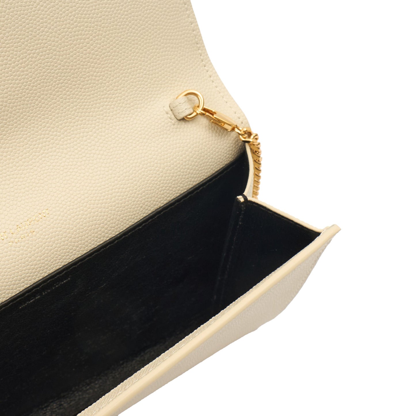 Saint Laurent Cross Body Envelope Chain Wallet in Cream, Leather — Alternate View 16