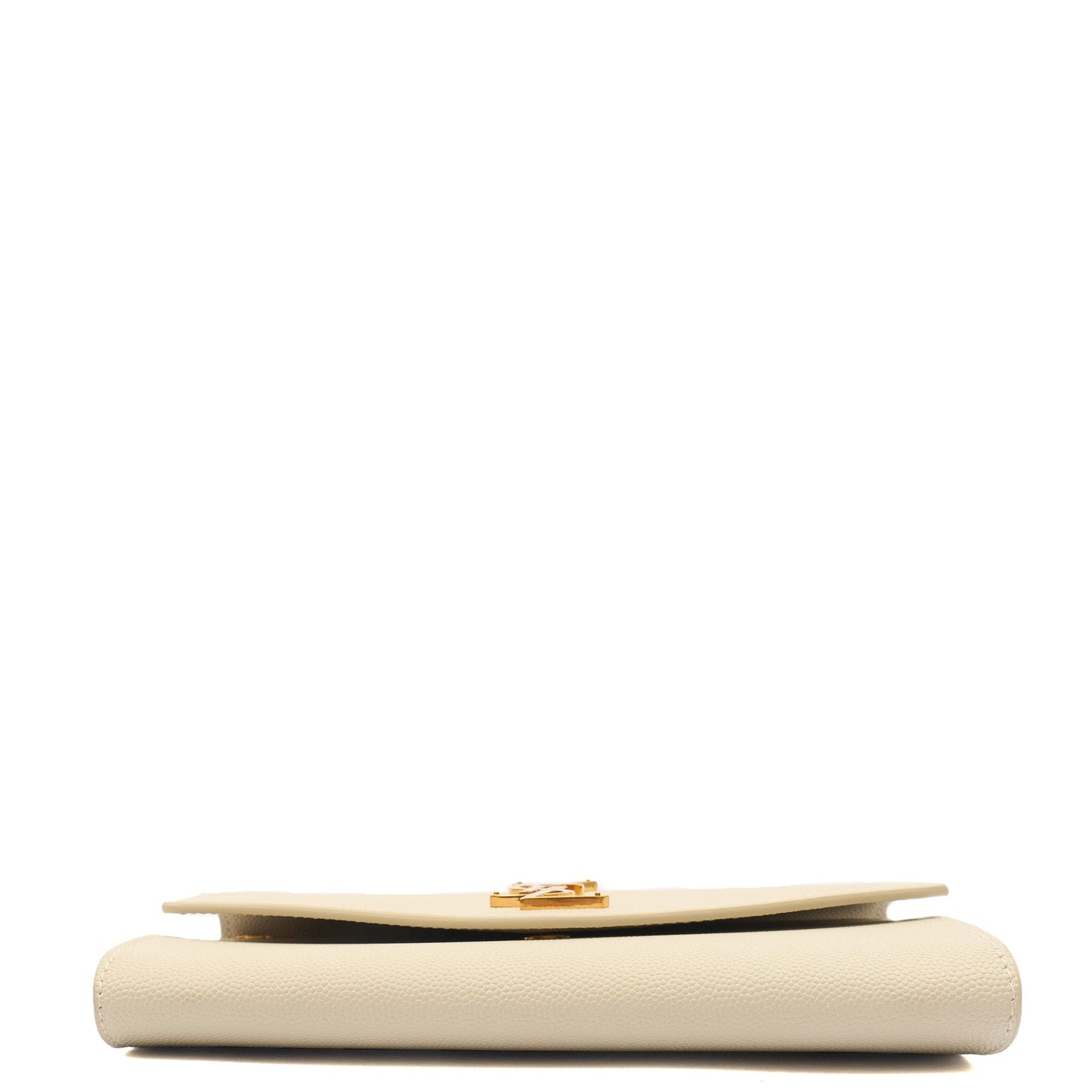 Saint Laurent Cross Body Envelope Chain Wallet in Cream, Leather — Detail View