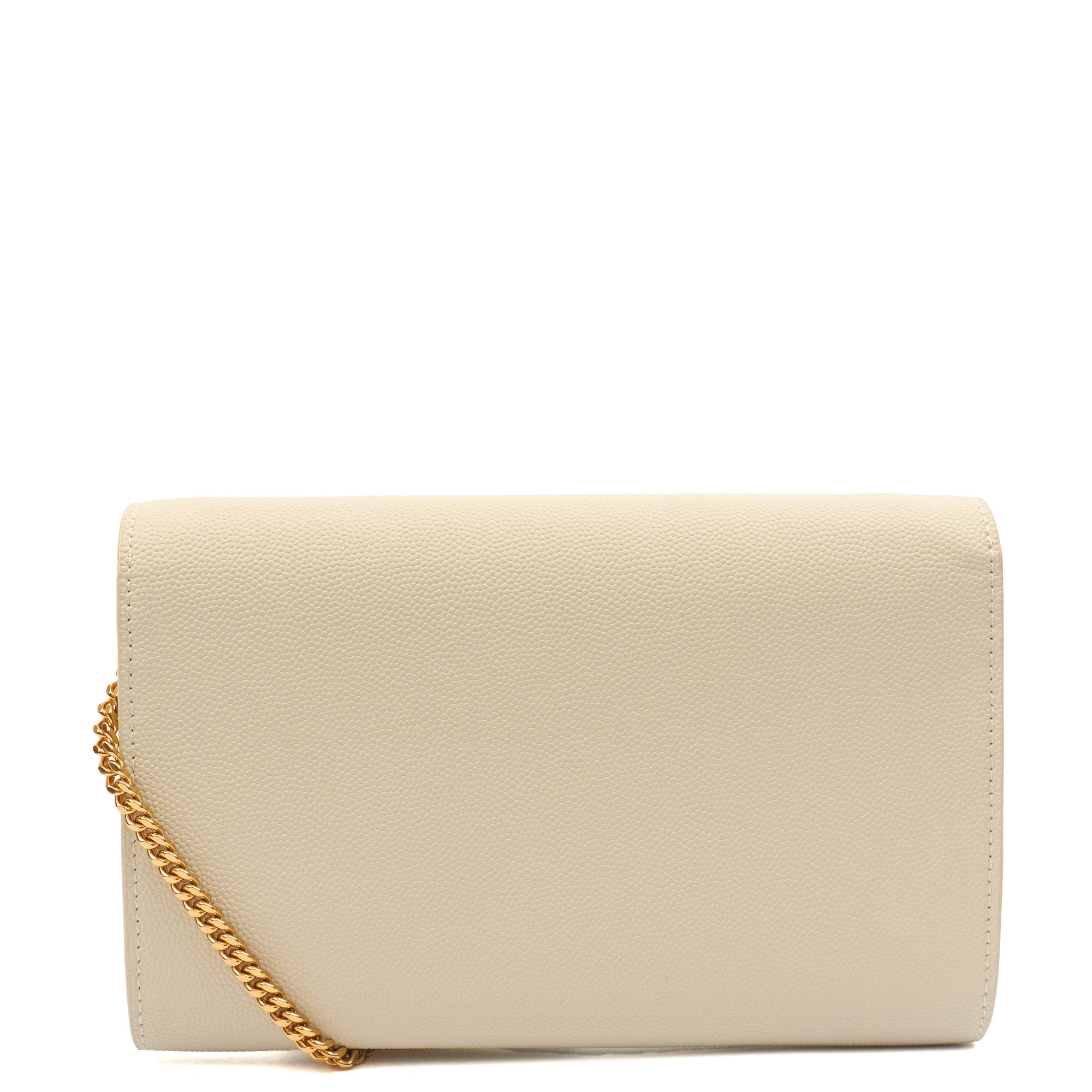 Saint Laurent Cross Body Envelope Chain Wallet in Cream, Leather — Top View