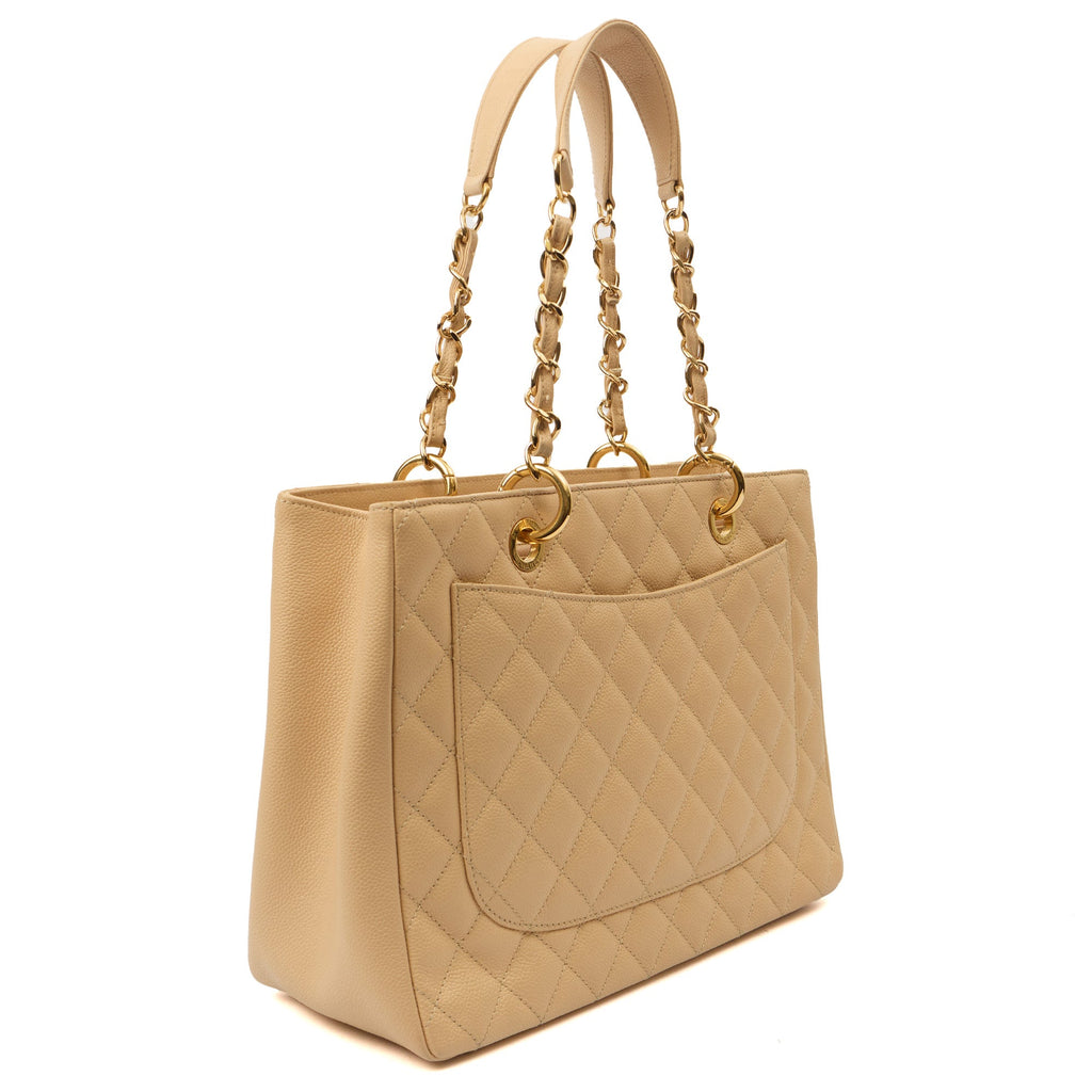 Chanel Tote Grand Shopping Tote in Neutral, Caviar Leather — Alternate View 12