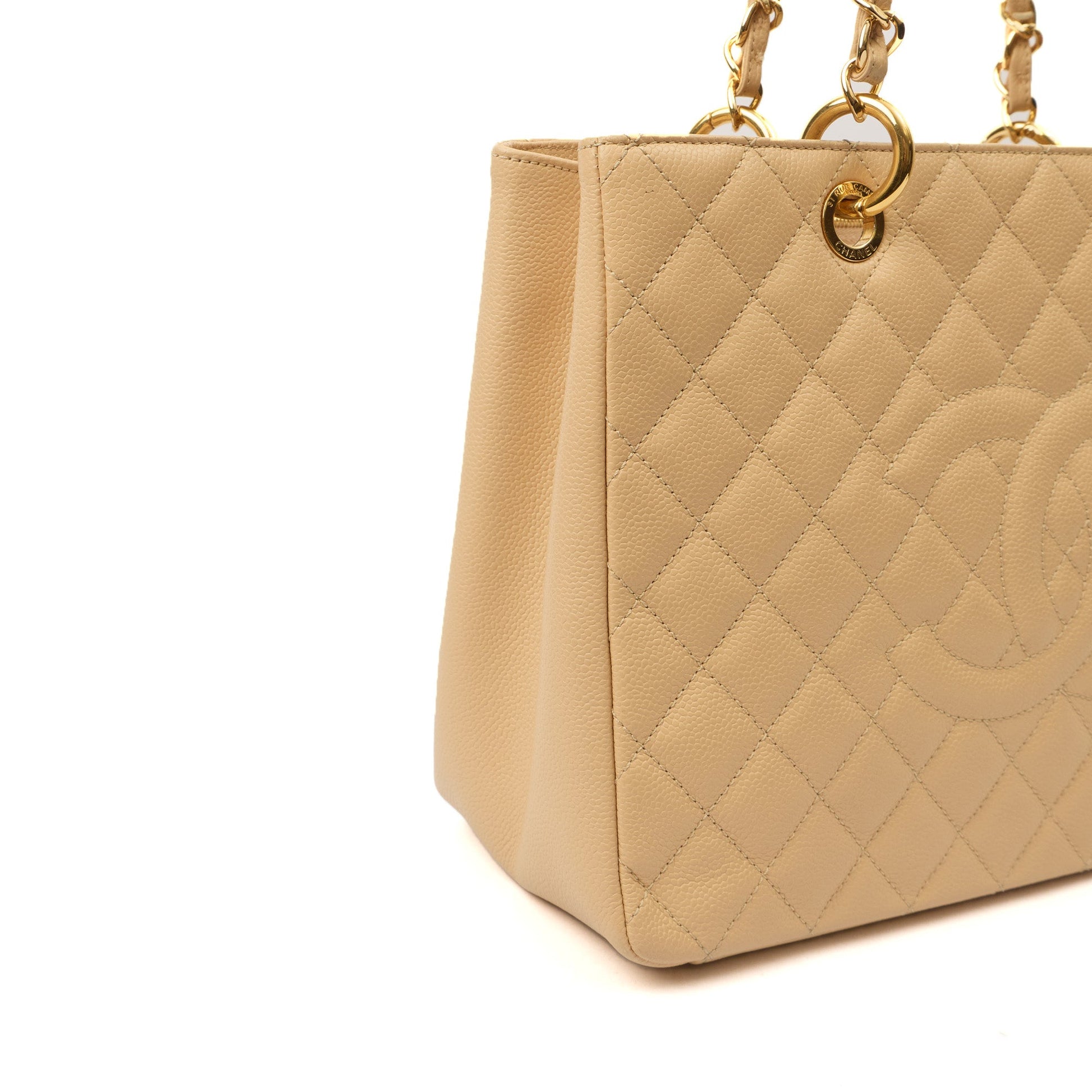 Chanel Tote Grand Shopping Tote in Neutral, Caviar Leather — Alternate View 17