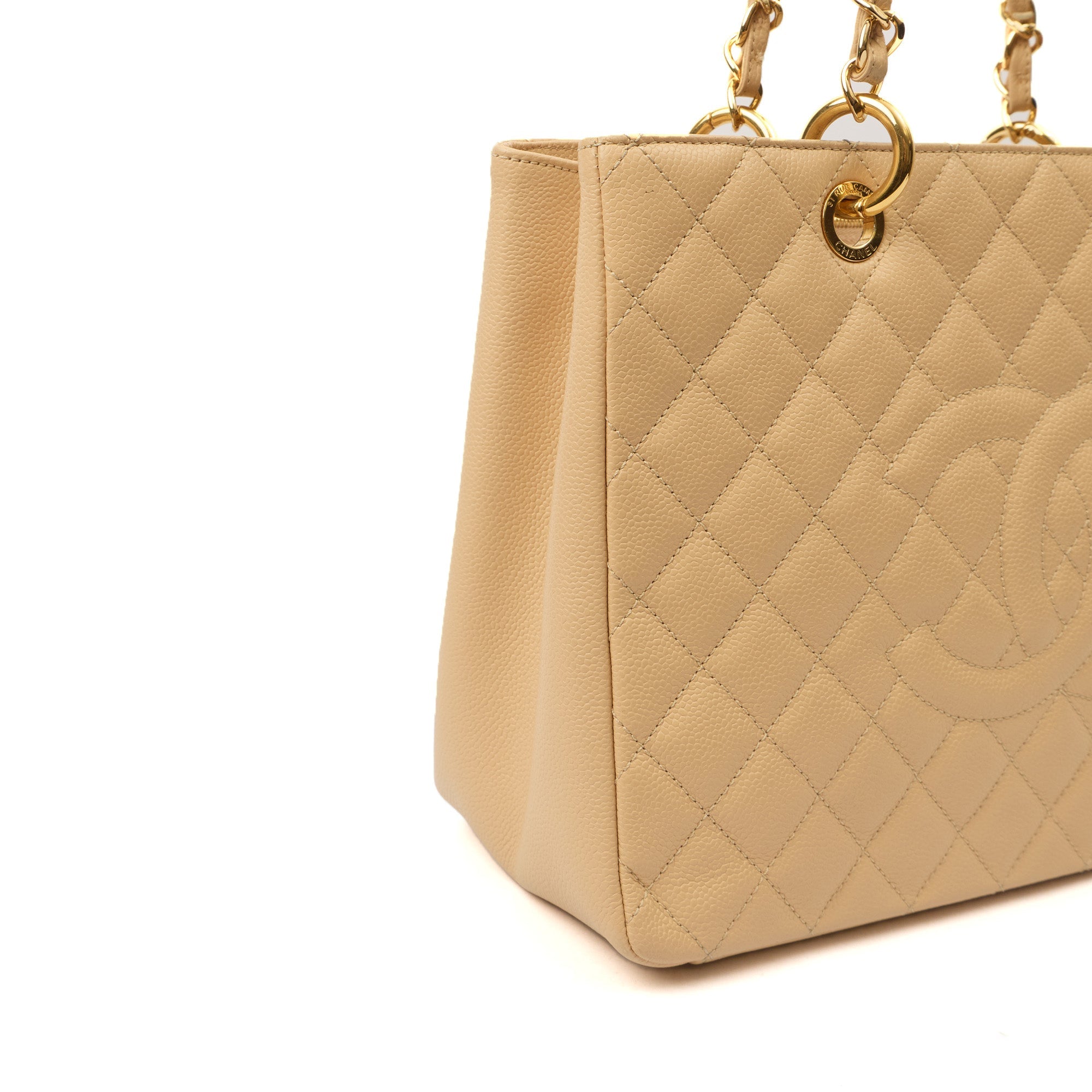 Chanel Tote Grand Shopping Tote in Neutral, Caviar Leather — Alternate View 17