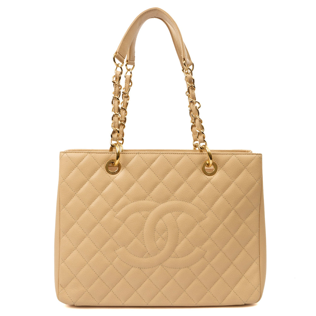 Chanel Tote Grand Shopping Tote in Neutral, Caviar Leather — Alternate View 11