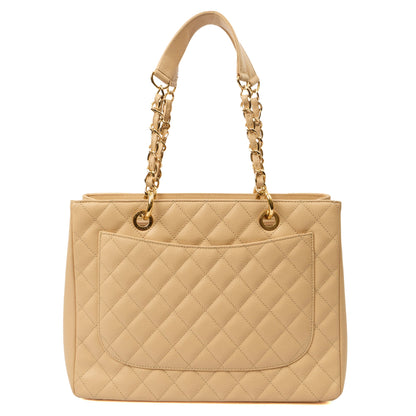 Chanel Tote Grand Shopping Tote in Neutral, Caviar Leather — Back View
