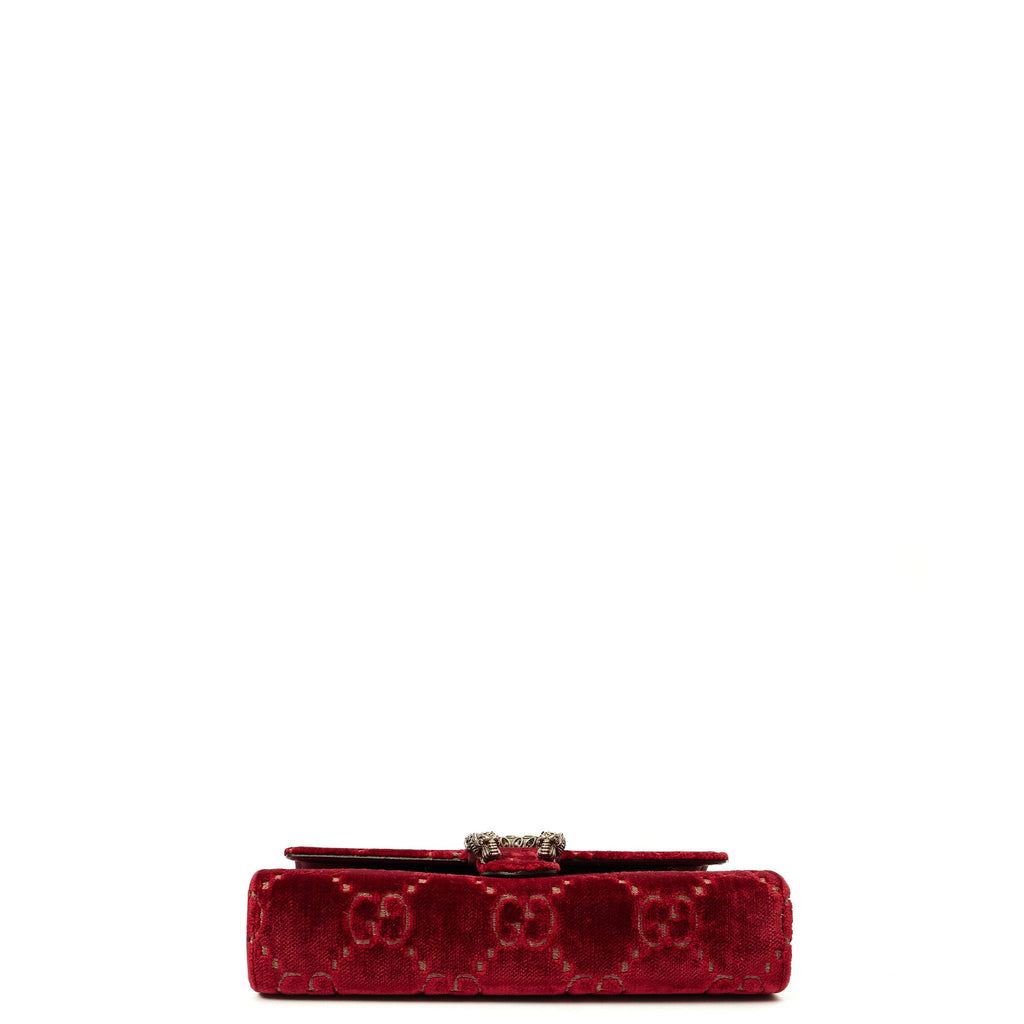 Gucci Cross Body Dionysus Chain Wallet in Red, Fabric — Top View