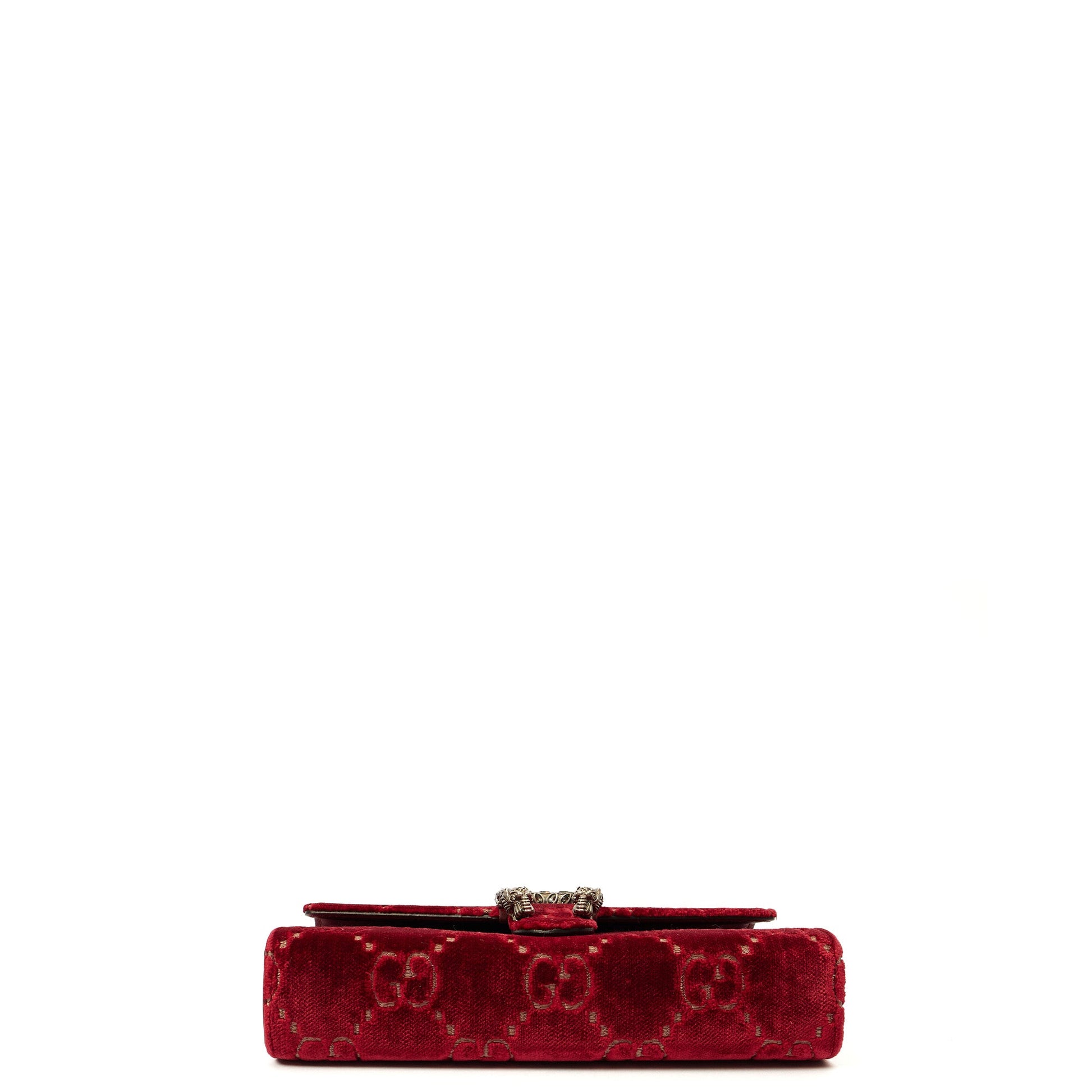 Gucci Cross Body Dionysus Chain Wallet in Red, Fabric — Top View