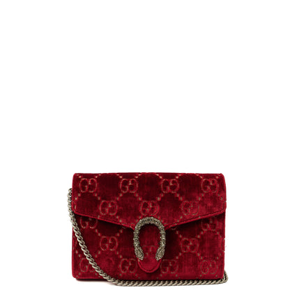 Gucci Cross Body Dionysus Chain Wallet in Red, Fabric — Front View
