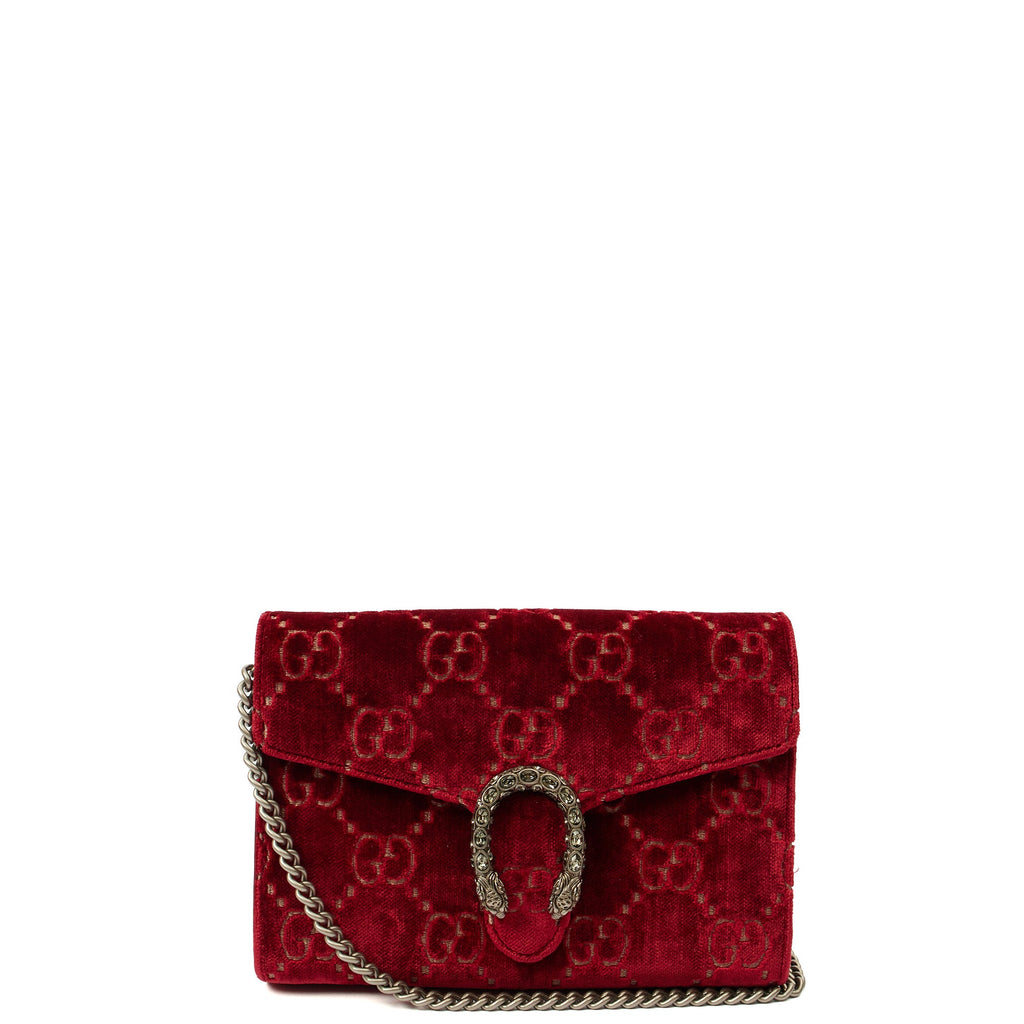 Gucci Cross Body Dionysus Chain Wallet in Red, Fabric — Alternate View 8