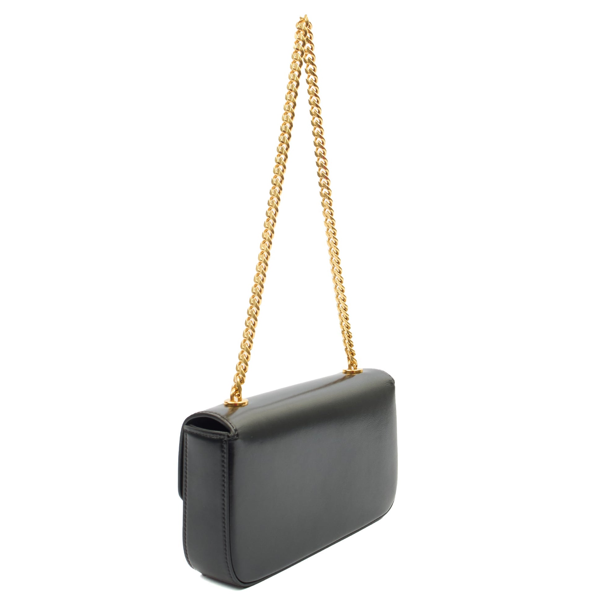 Celine Shoulder Bag Claude in Black, Box Calfskin — Side View