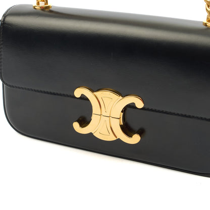 Celine Shoulder Bag Claude in Black, Box Calfskin — Lifestyle View